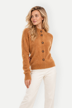 Thalia | Stand Collar Button-Up Knit Cardigan