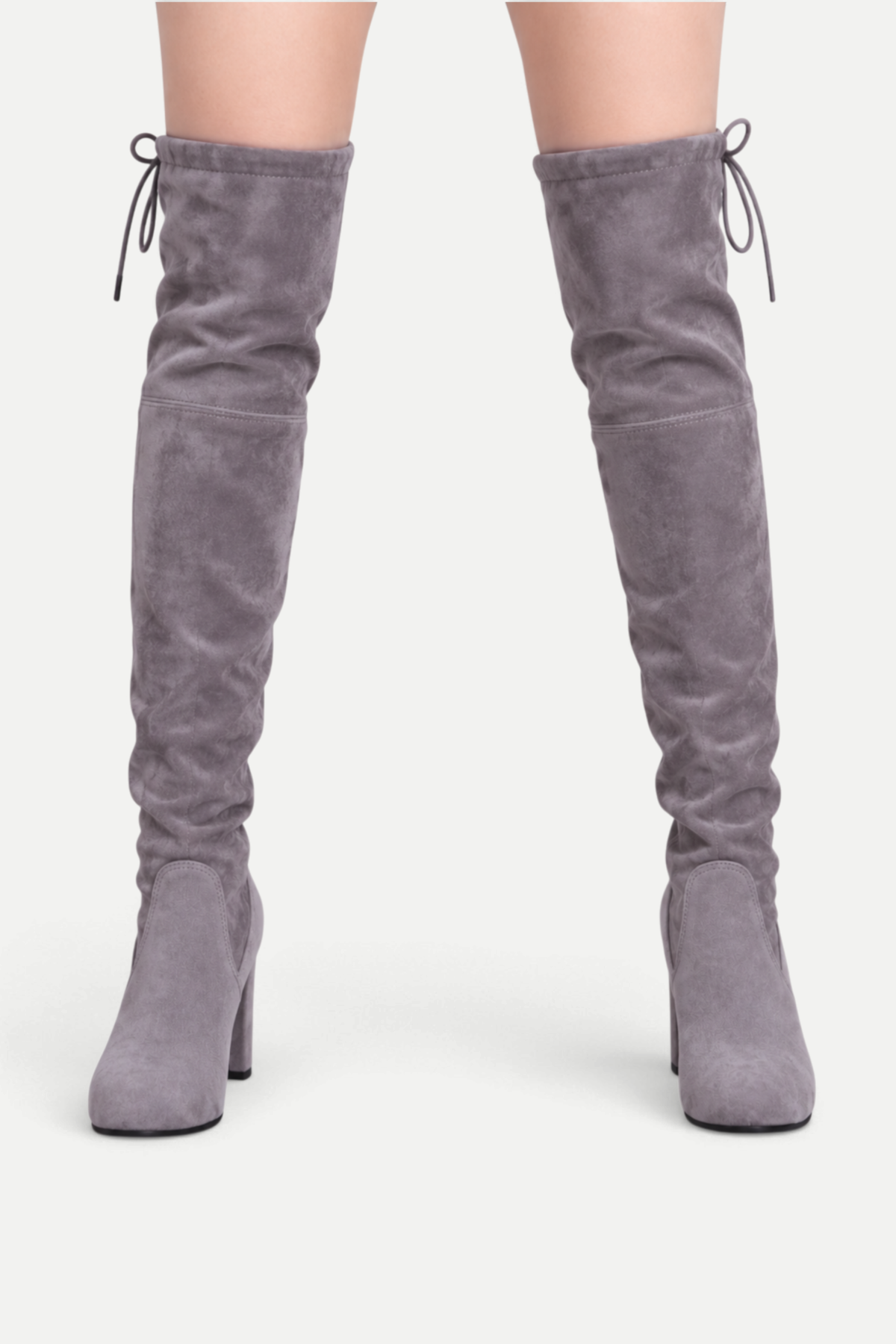 Zélavienne | Lace-Up Back Over-the-Knee Block Heel Boots