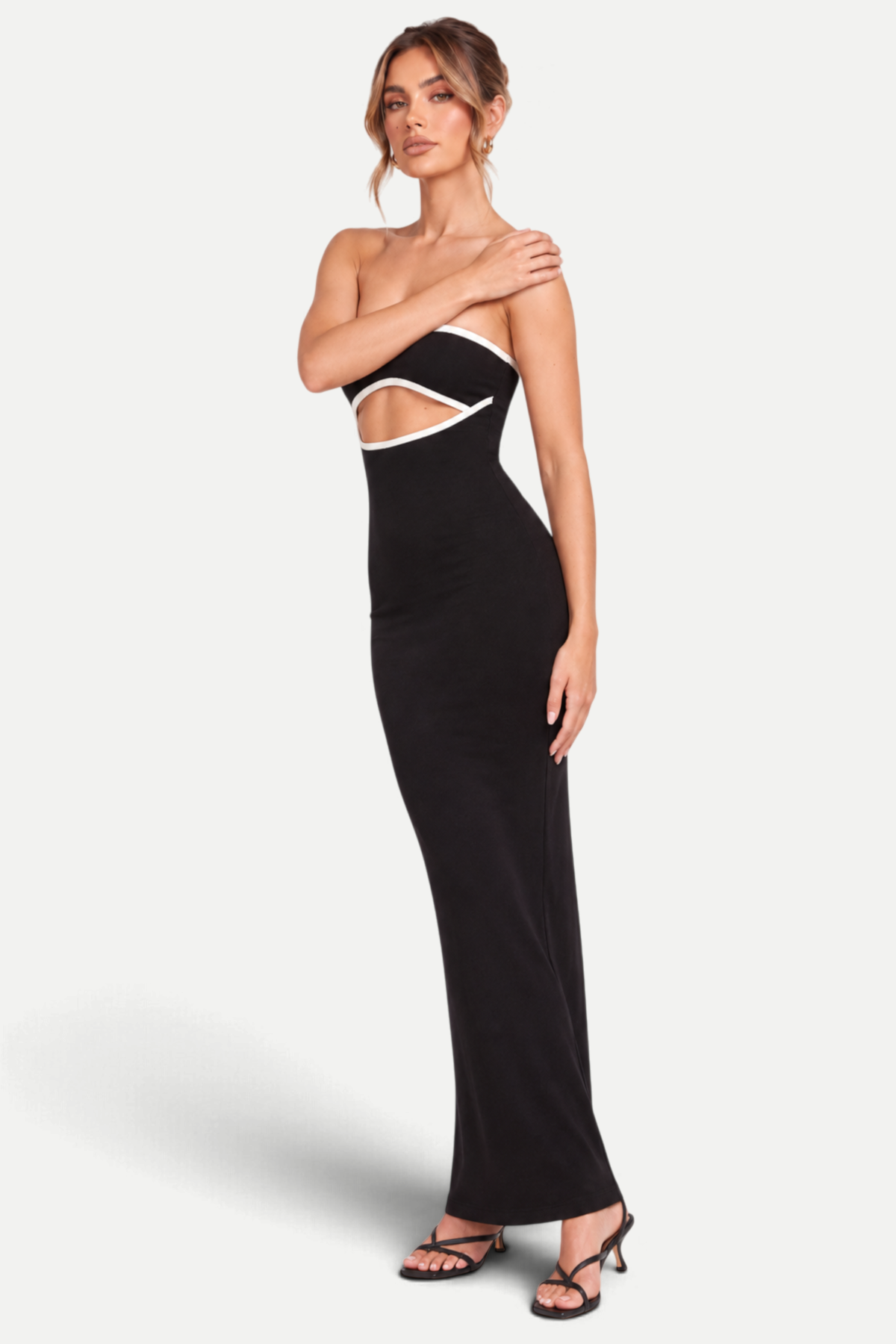 Cressida | Strapless Knitted Dress with Geometric Pattern