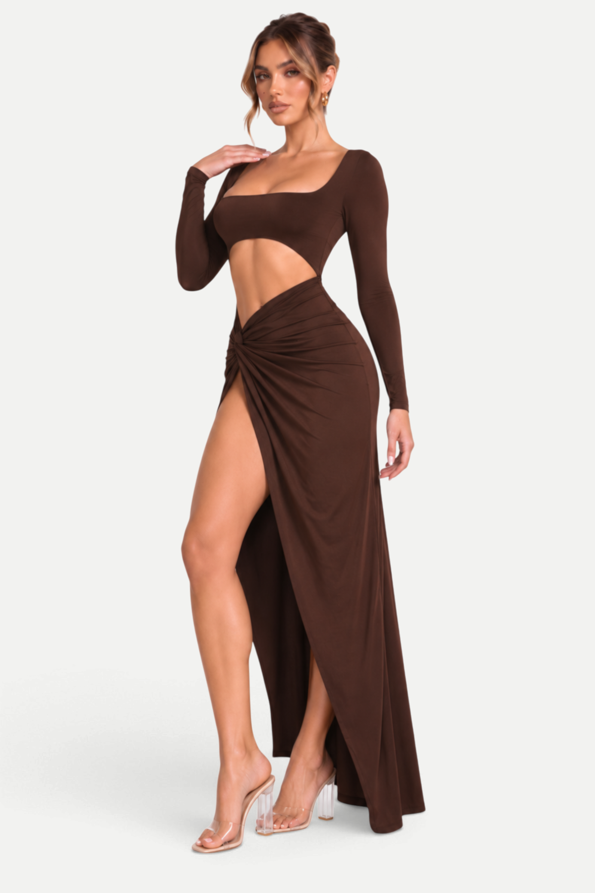Zéphira | Square Neck Cutout High-Slit Maxi Dress