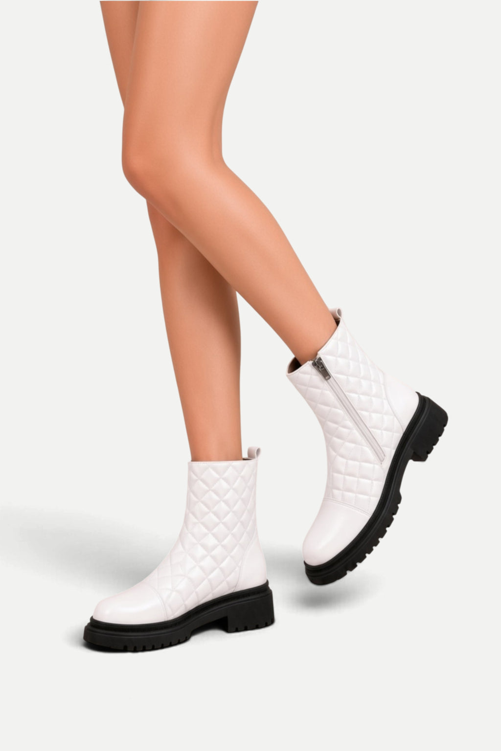 Sienna | Rhombus Pattern Side-Zip Martin Boots