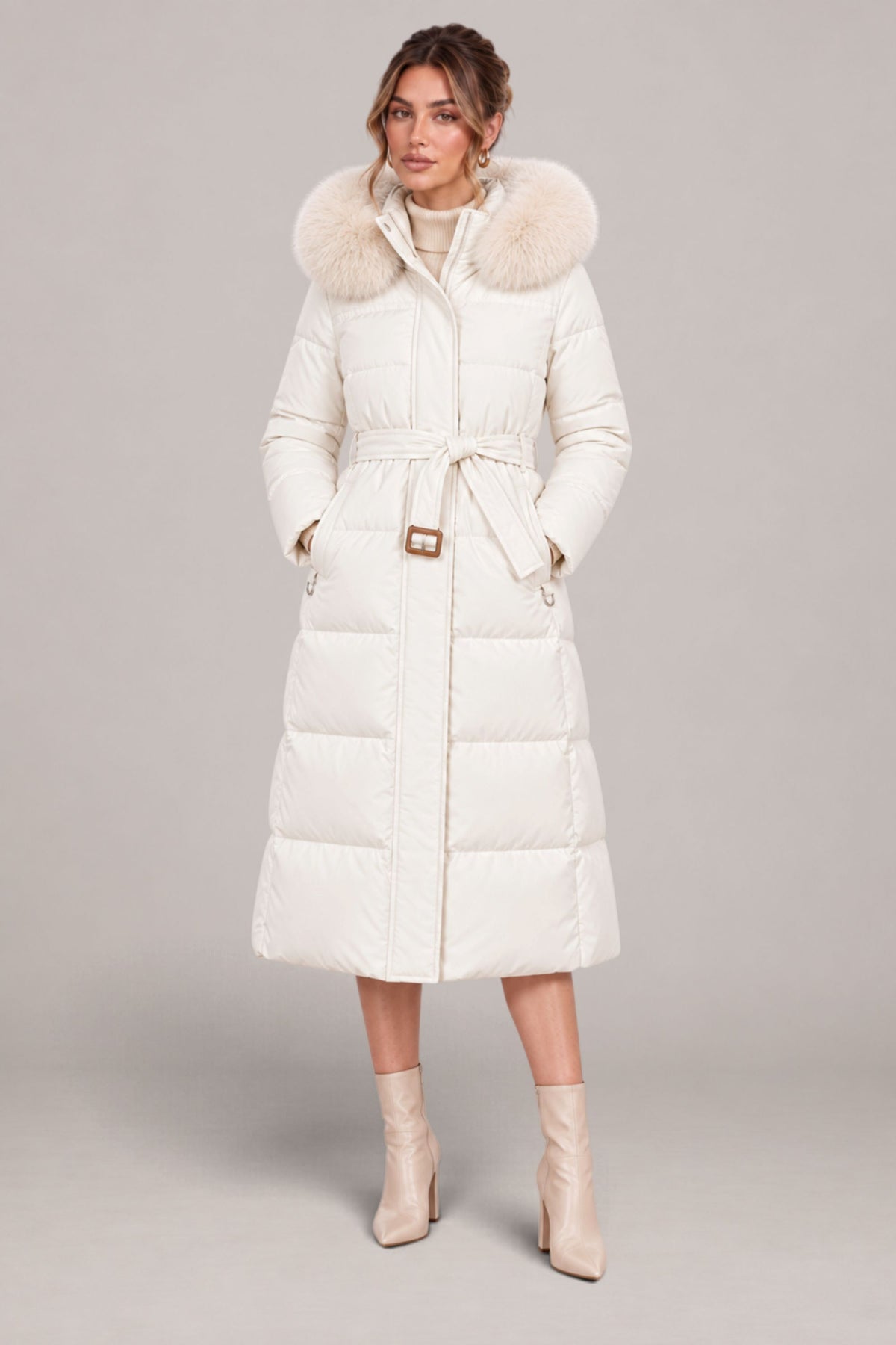 Arielle | Belted Hooded Winter Coat
