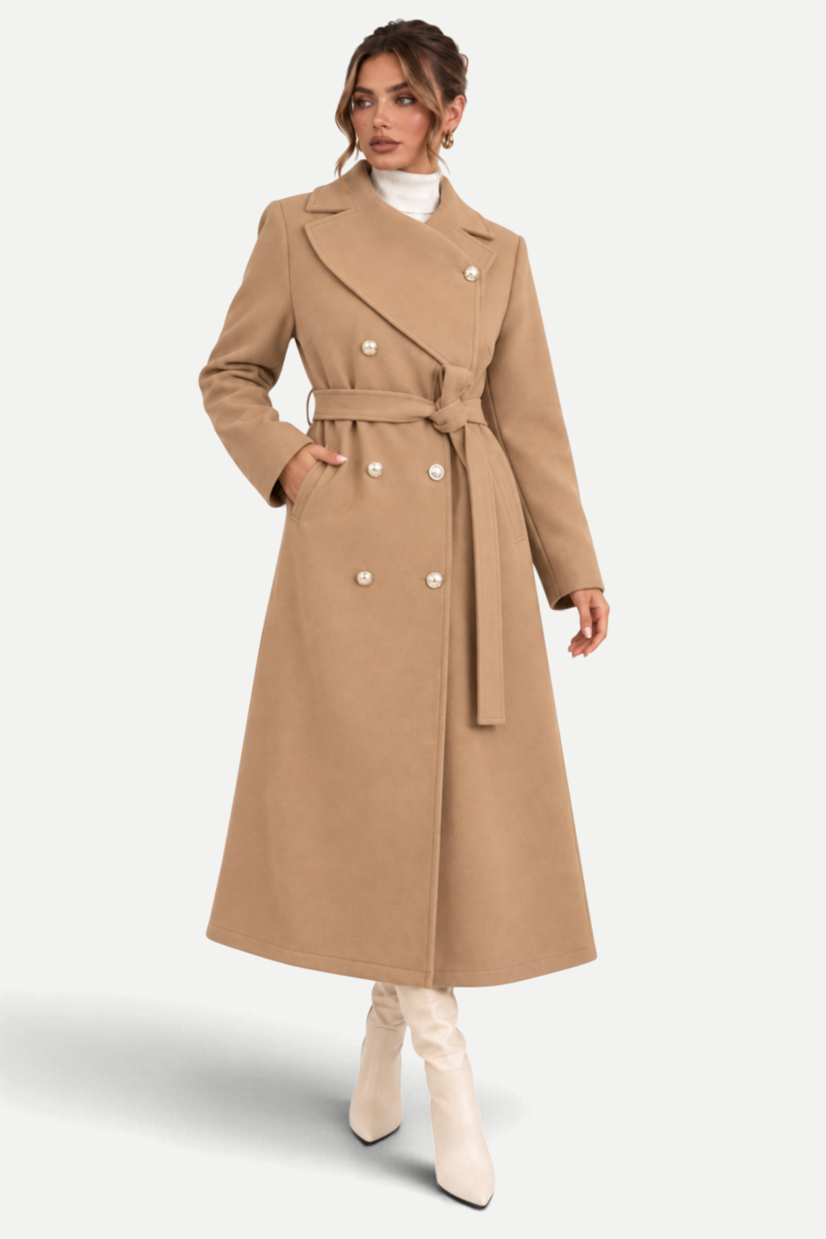 Elowen | Double-Breasted Asymmetrical Collar Coat