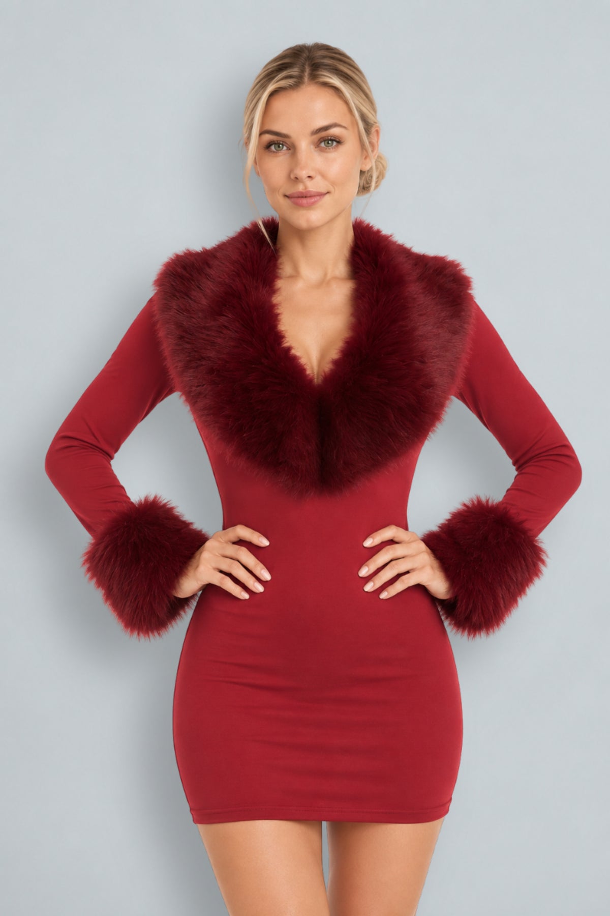 Dahlia | Fur Collar Mini Dress