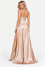 Alessia | Satin High Split Evening Maxi Dress