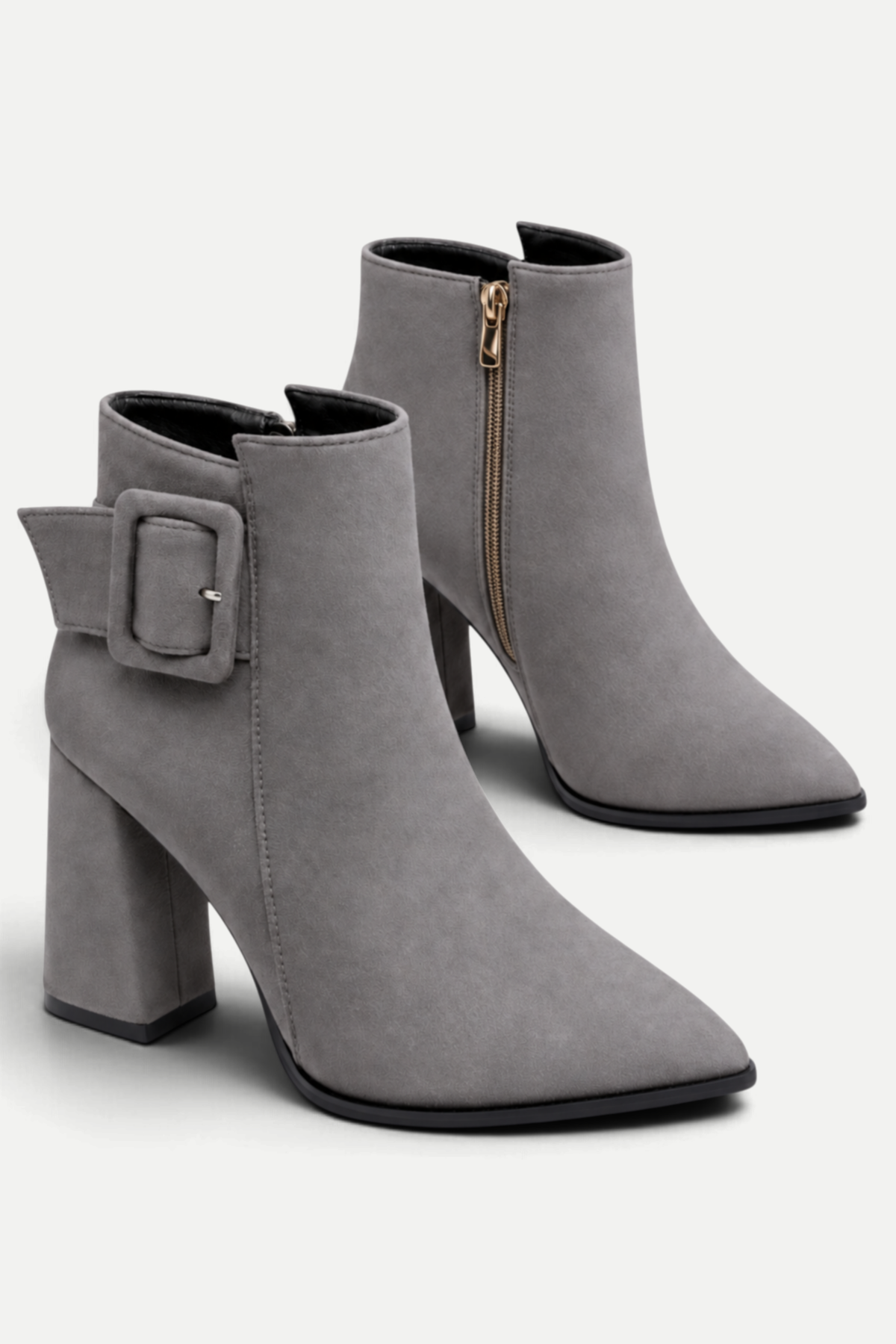 Alessia | Pointed-Toe Suede Boots with Buckle Detail
