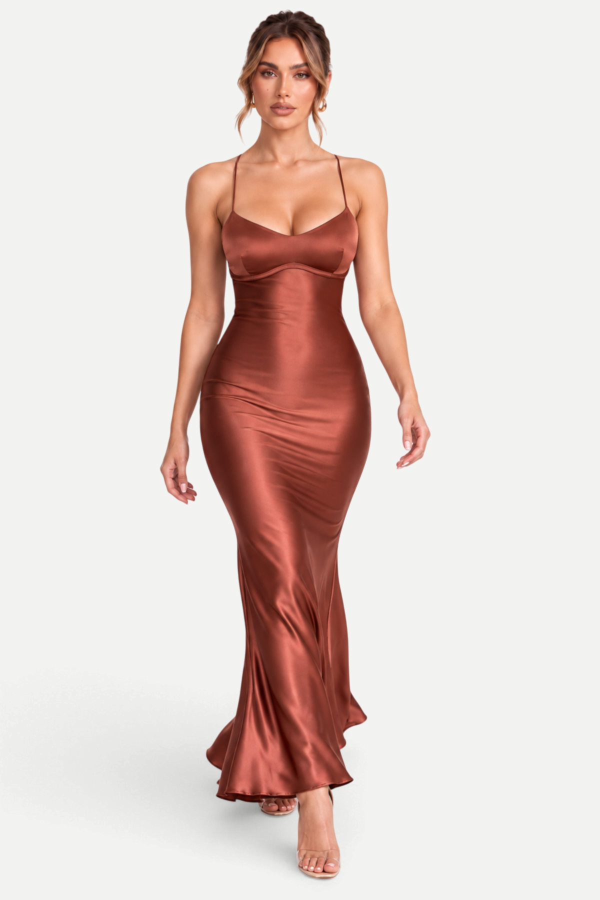 Zéphélia | Satin Cowl Neck Backless Maxi Dress