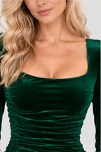 Adeline | Square-Neck Pleated Long Dress