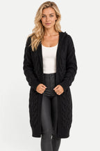 Marielle | Hooded Cable Knit Long Cardigan