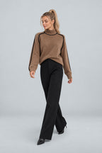 Anouk | Contrast Piped Mock Neck Sweater