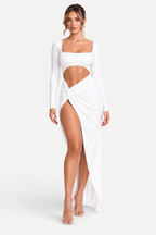 Zéphira | Square Neck Cutout High-Slit Maxi Dress