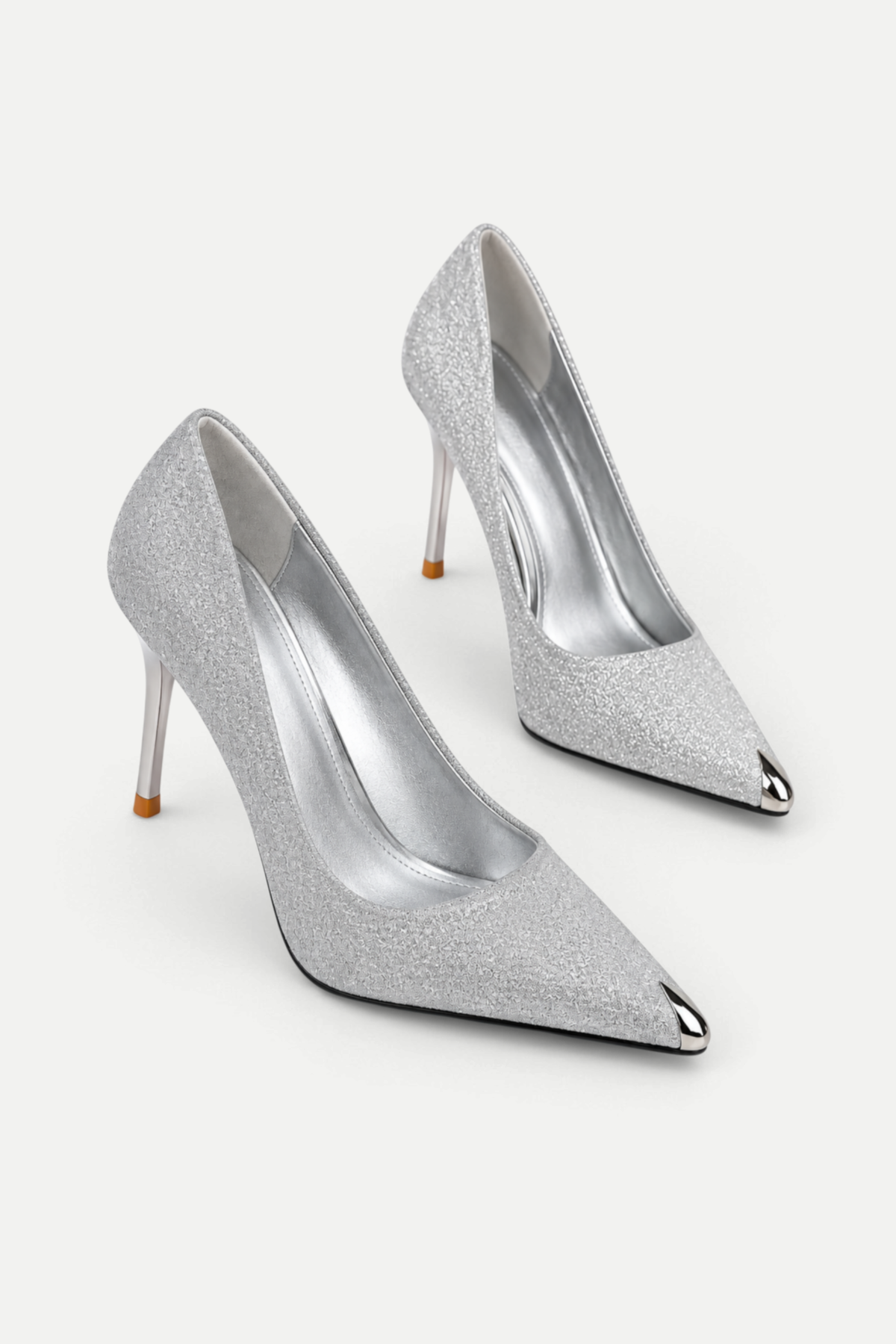 Evelina | Sequin Pointed Toe Stiletto Heels with Metal Tip