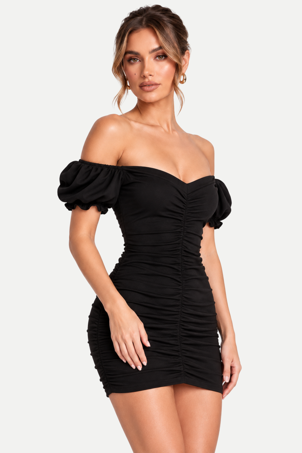 Virelia | Hooded Ruched Mini Dress