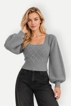 Xavira | Square Neck Knit Crop Sweater