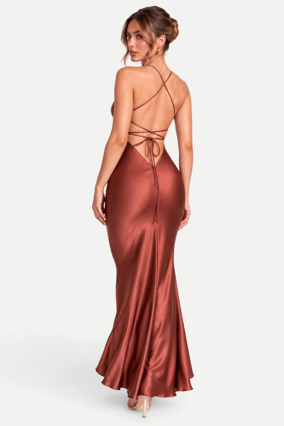 Zéphélia | Satin Cowl Neck Backless Maxi Dress