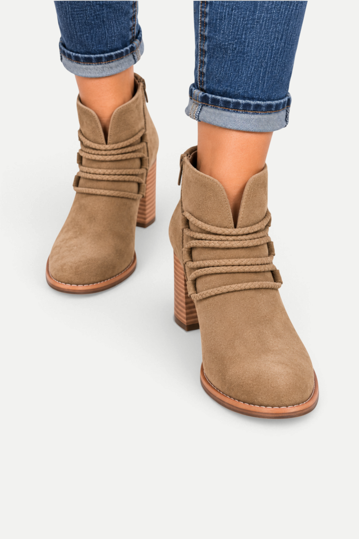Aurevienne | Braided Strap Chunky Heel Ankle Boots