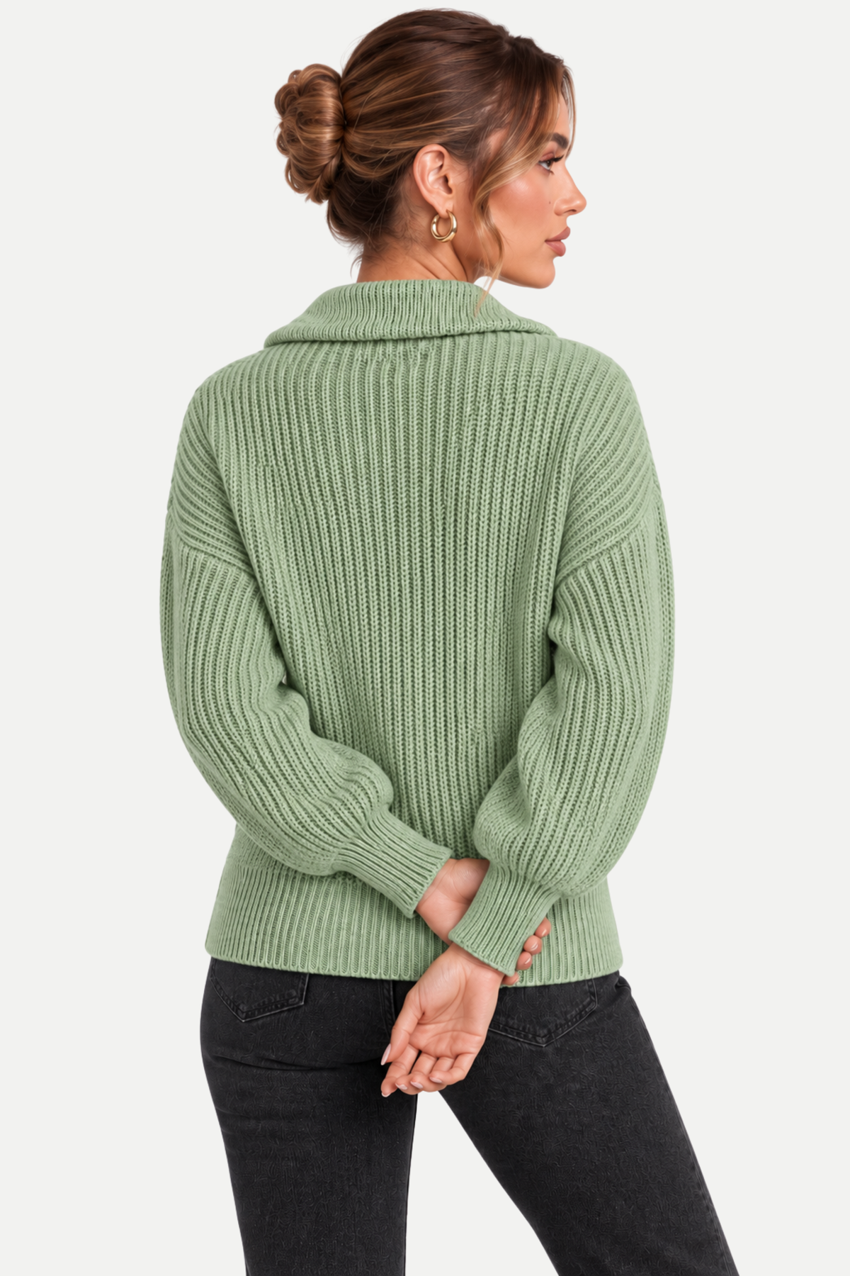 Velmora | Zip Front Casual Sweater