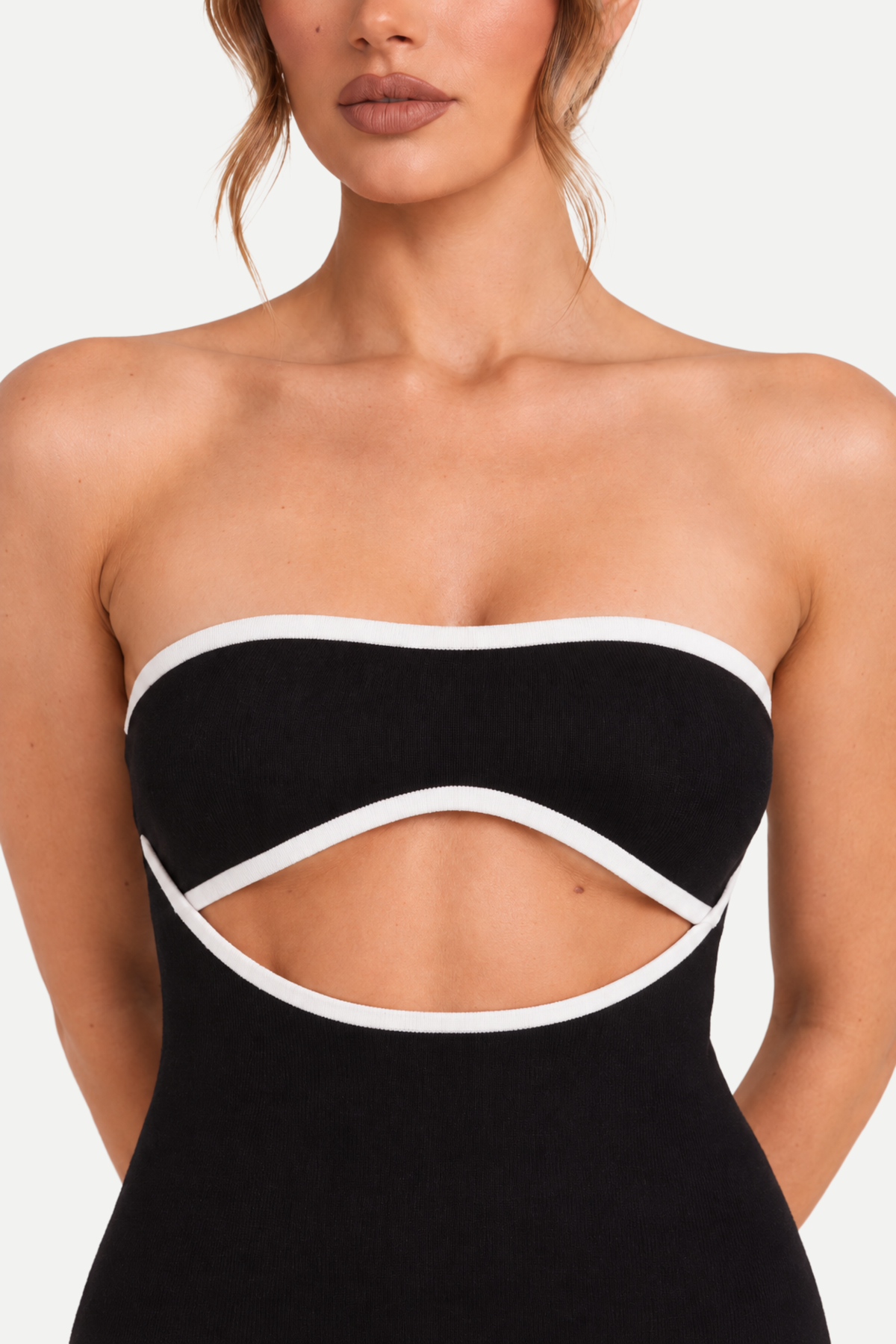 Cressida | Strapless Knitted Dress with Geometric Pattern