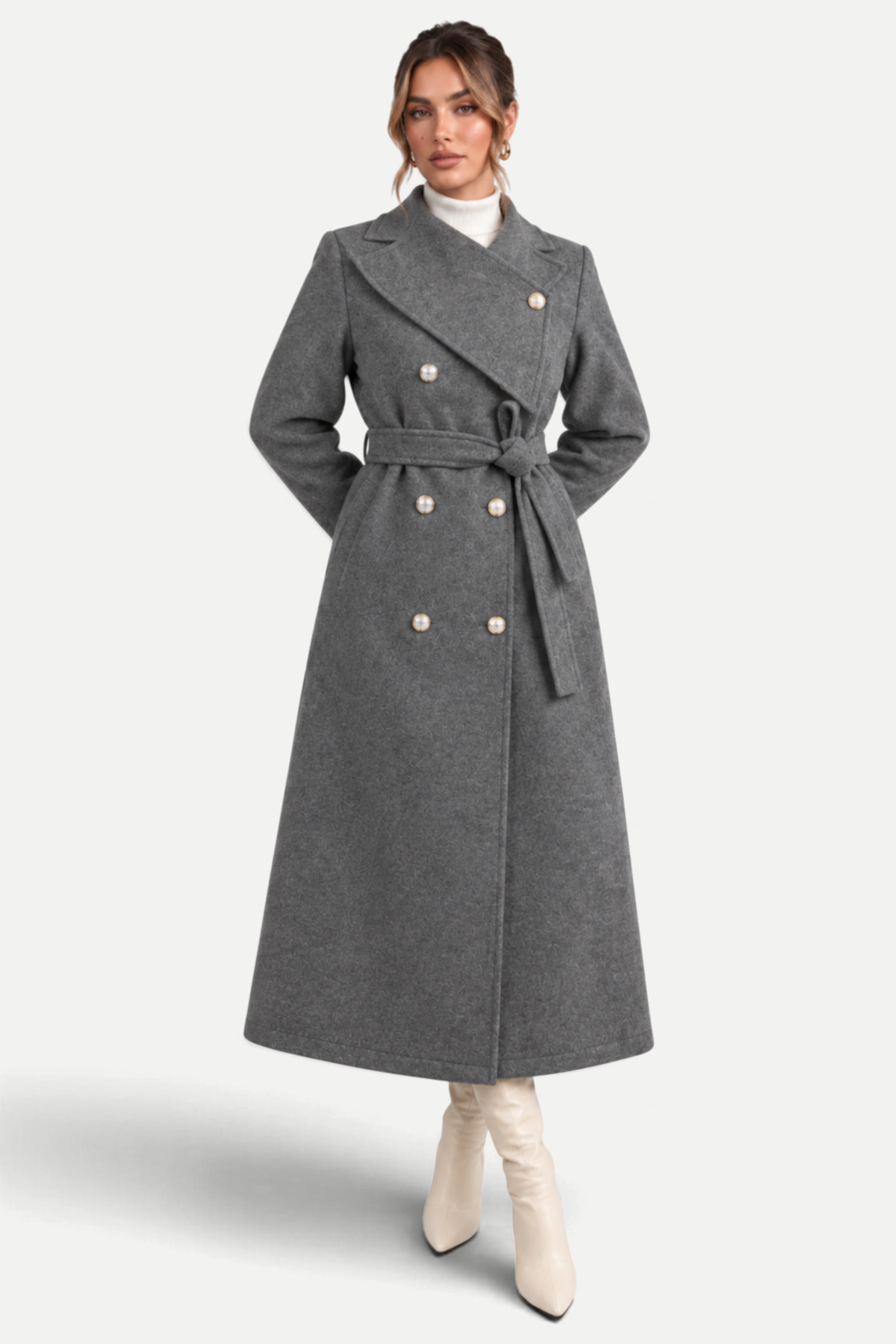 Elowen | Double-Breasted Asymmetrical Collar Coat
