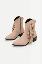 Solvienne | Tassel Suede Mid-Calf Chunky Heel Boots