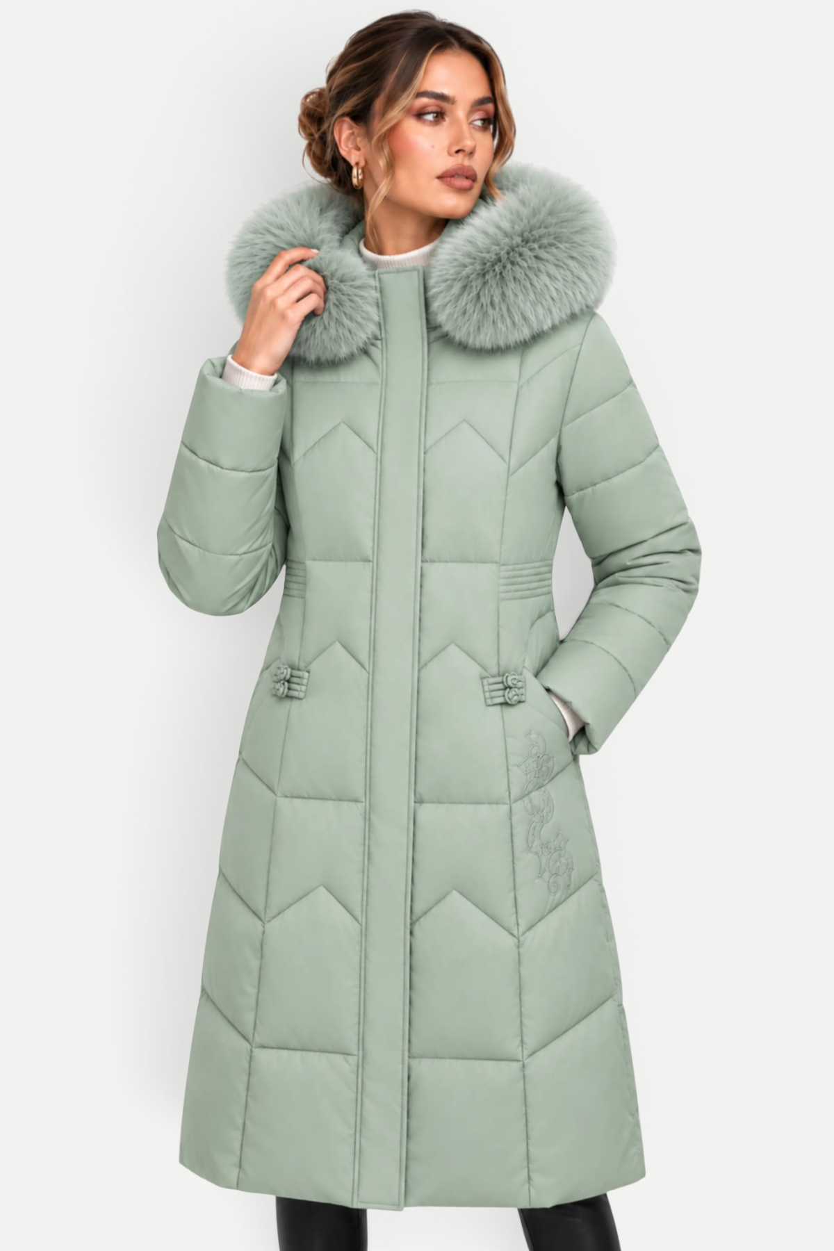 Isabelle | Winter Padded Coat with Fur Collar