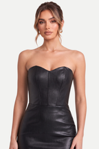 Selvéra | Leather-Stitched Bandeau Dress