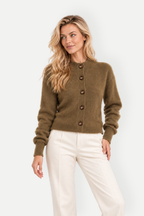 Thalia | Stand Collar Button-Up Knit Cardigan