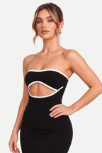 Cressida | Strapless Knitted Dress with Geometric Pattern