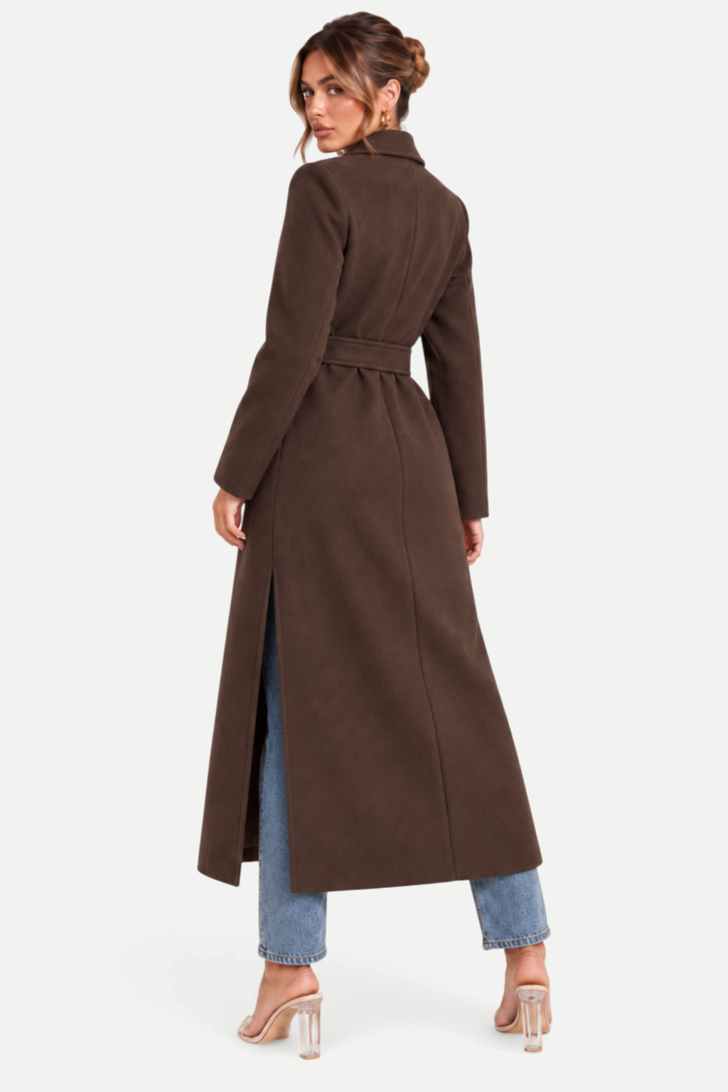 Elvaira | Double-Breasted Belted Long Coat