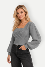 Xavira | Square Neck Knit Crop Sweater