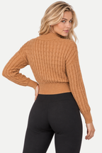 Zarelle | Twist Drawstring Cropped Knit Sweater