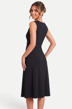 Velmira | Pleated V-Neck Midi Dress