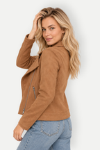 Cavella | Suede-Look Biker Jacket with Zip Pockets