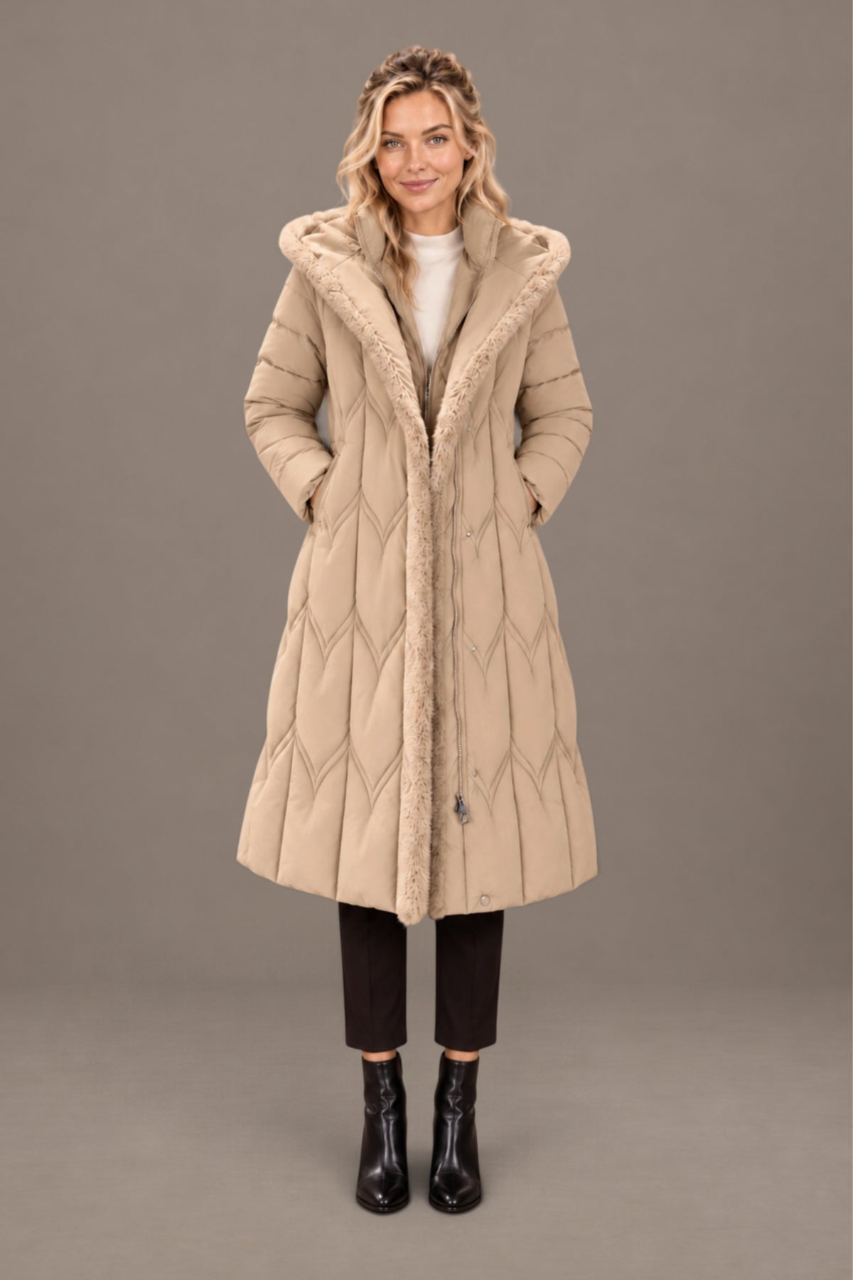 Claudine | Quilted Belted Hooded Winter Coat