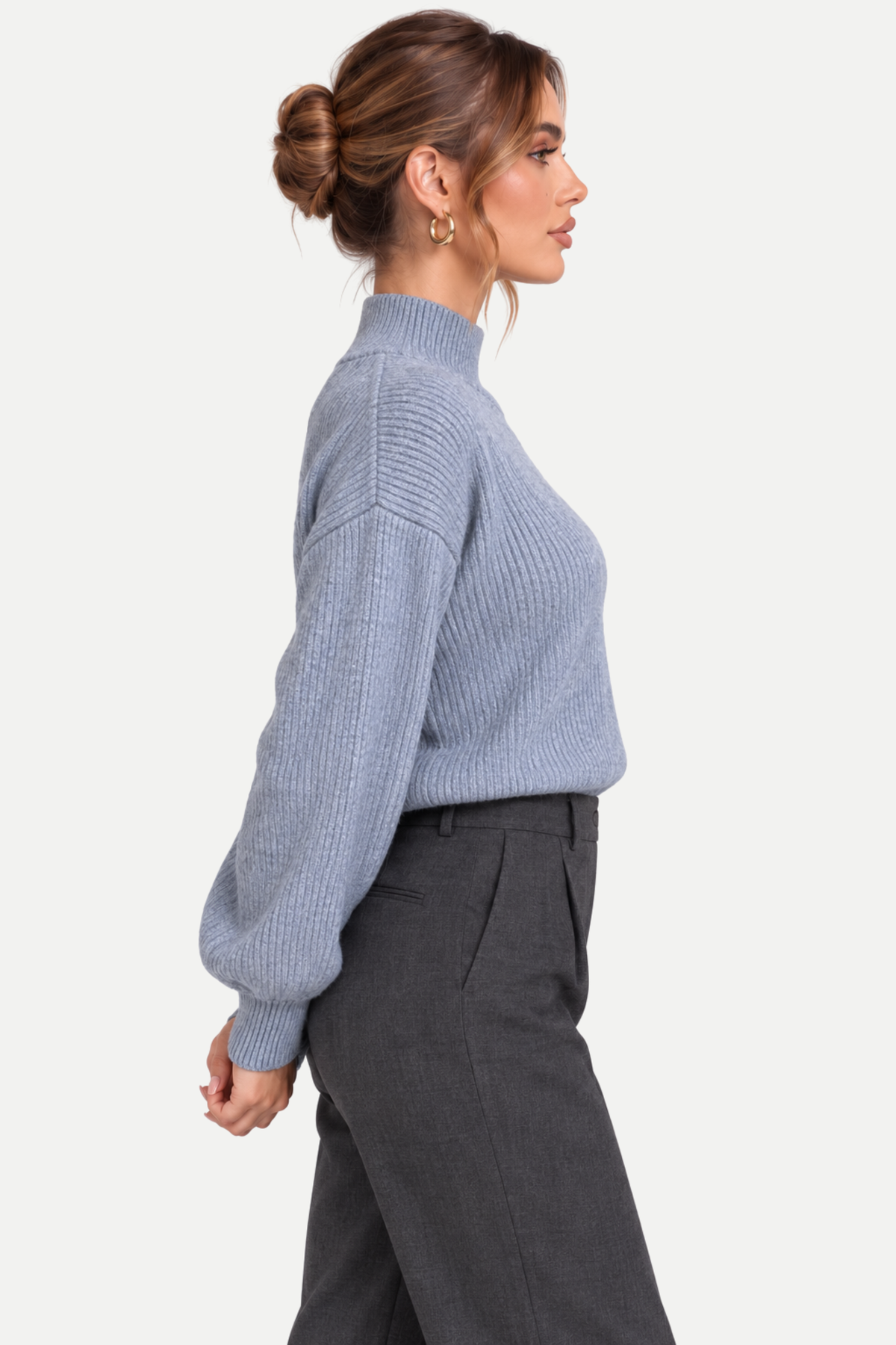 Rosalind | Ribbed Mock Neck Knit Sweater