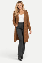 Marielle | Hooded Cable Knit Long Cardigan