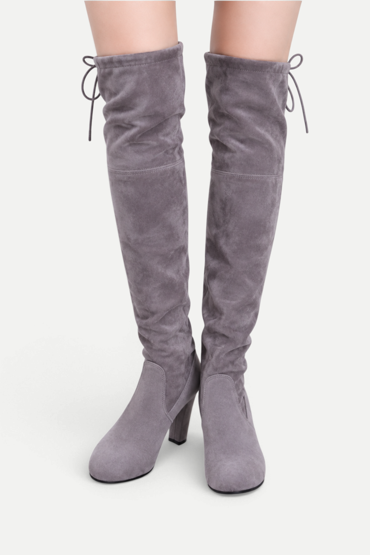 Zélavienne | Lace-Up Back Over-the-Knee Block Heel Boots