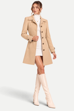 Rosalie | Single-Breasted Lapel Mid-Length Coat