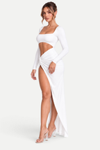 Zéphira | Square Neck Cutout High-Slit Maxi Dress