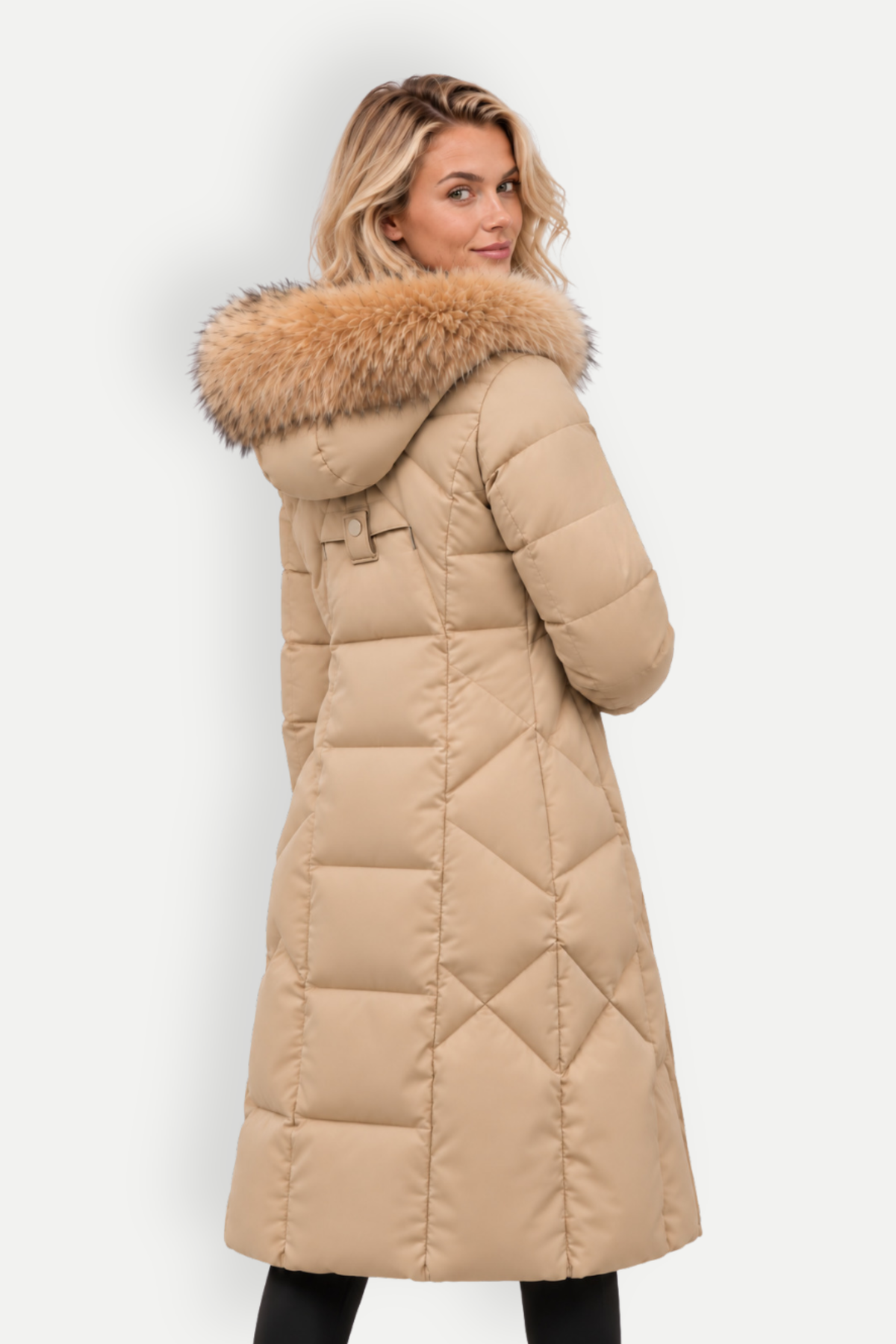 Virella | Long Padded Coat with Fur Collar