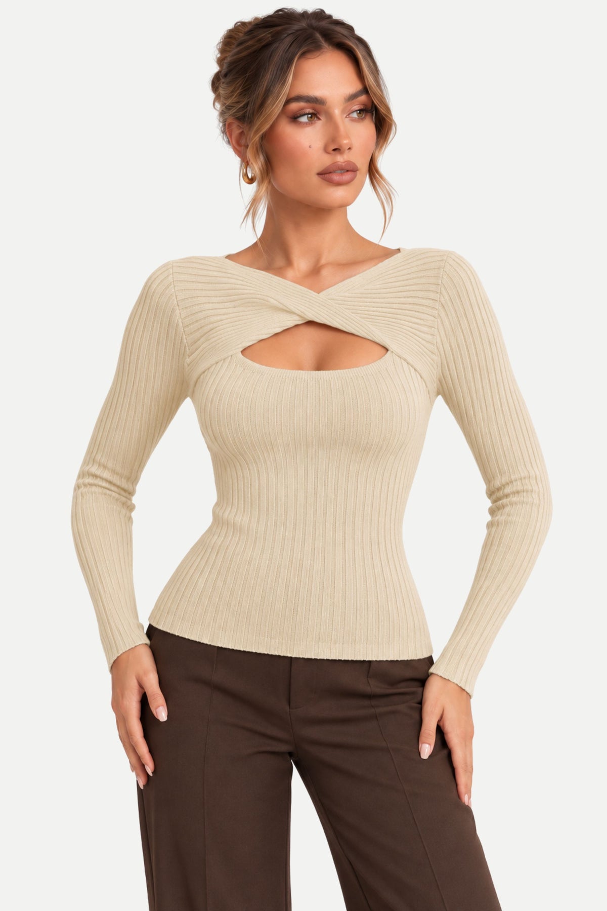 Marisol | Crossover Cutout Ribbed Top
