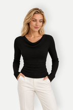 Seralyn | Ribbed Cowl Neck Sweaters