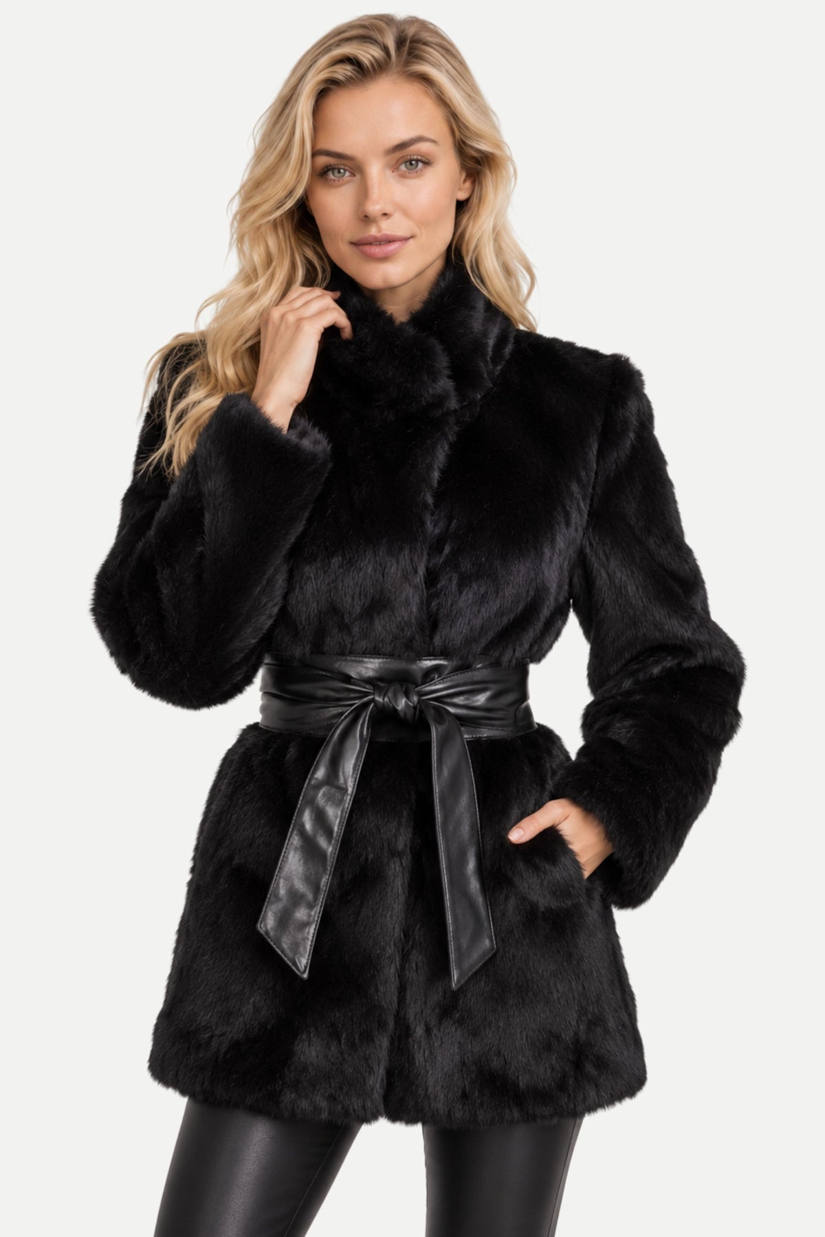 Azéliane | Belted Faux Fur Coat