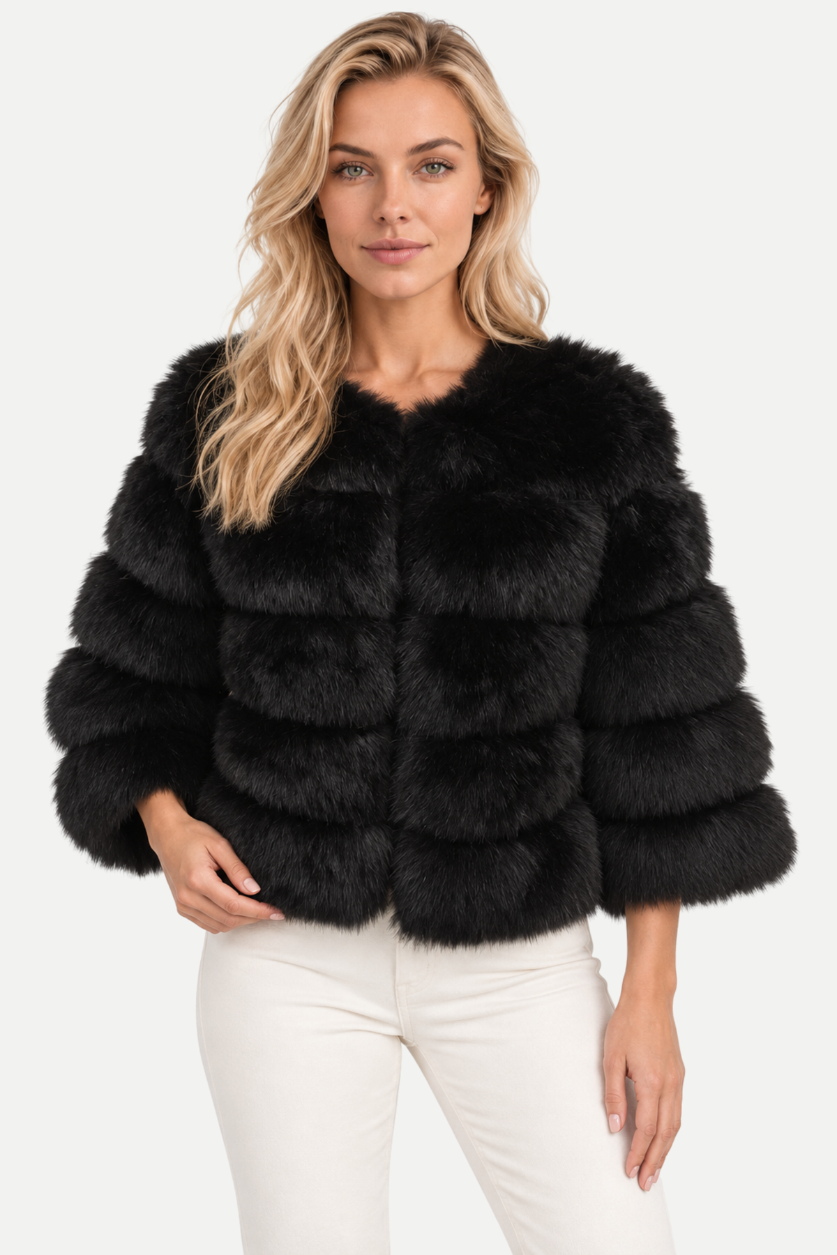 Violetta | Short Faux Fur Panelled Jacket