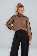Anouk | Contrast Piped Mock Neck Sweater