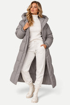 Celeste | Long Hooded Padded Coat with Pockets
