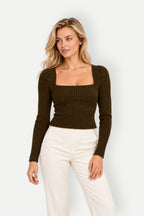 Evienne | Ribbed Square Neck Sweater