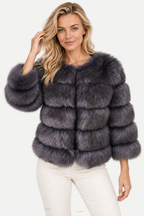 Violetta | Short Faux Fur Panelled Jacket