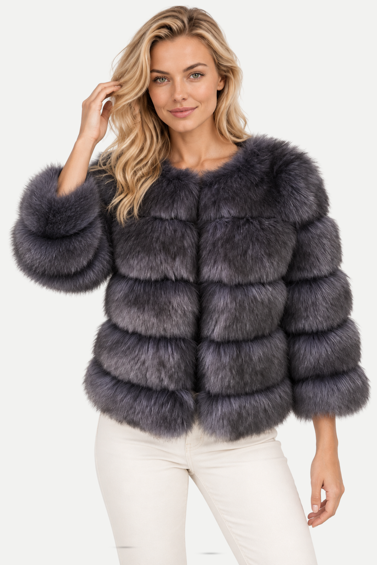 Violetta | Short Faux Fur Panelled Jacket