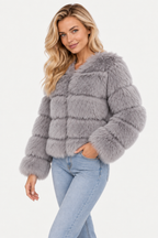 Violetta | Short Faux Fur Panelled Jacket